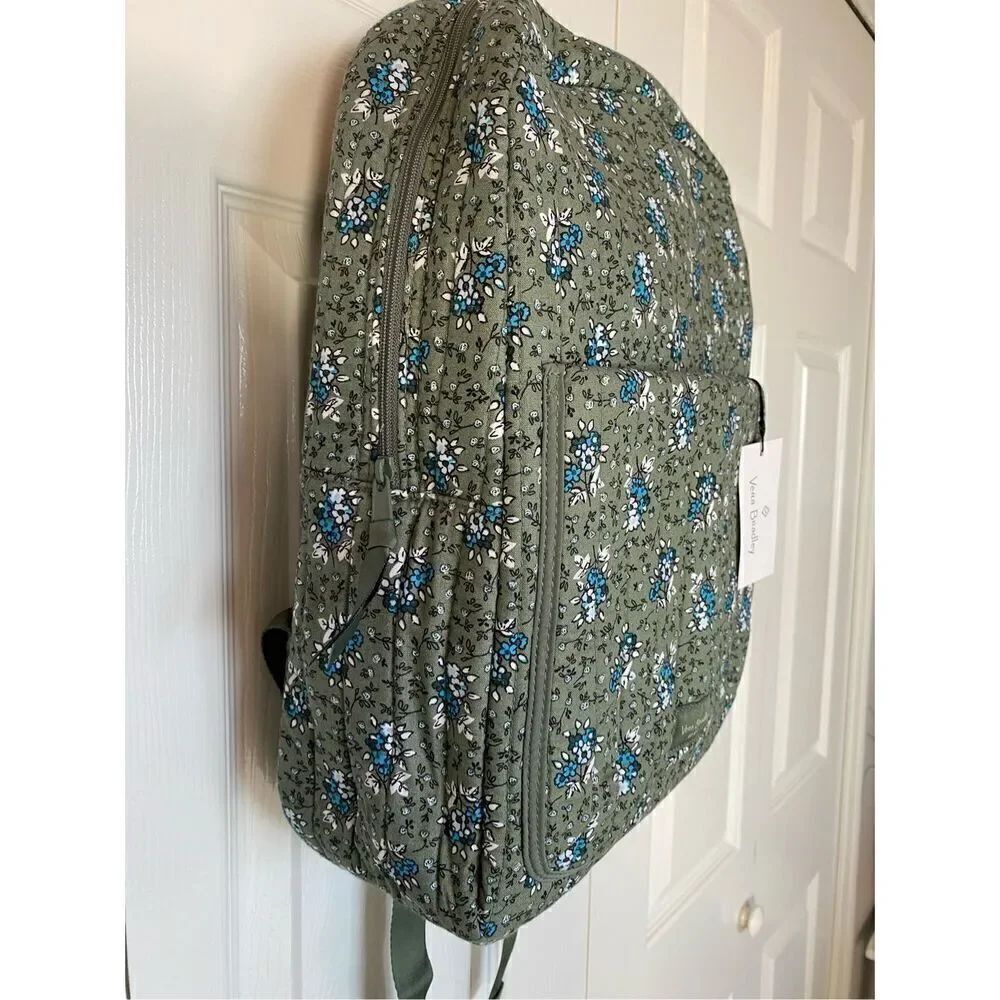 VERA BRADLEY All-Day Simple Backpack - Freja’s Flowers Bay Leaf Green - Picture 4 of 8